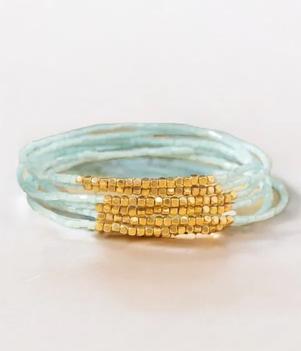 Multi seedbead 6 piece stretch bracelet set
