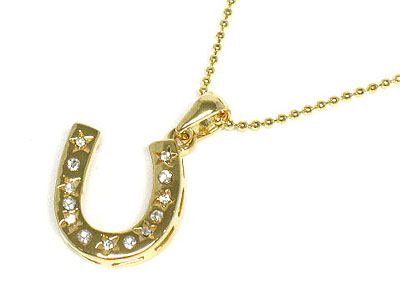 Western style crystal horse shoe nekclace