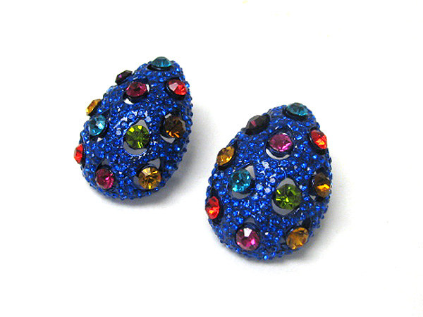 Crystal and paint deco tear drop earring