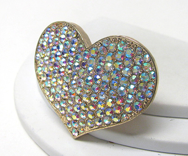 Crystal stud large heart stretch ring