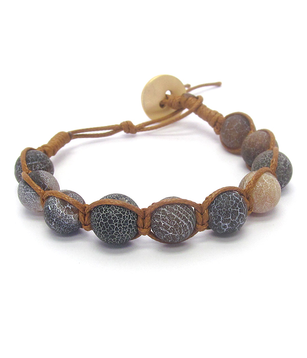 Genuine stone bead cord link bracelet