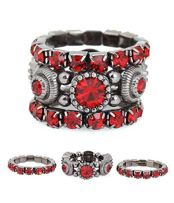CRYSTAL MIX 3 STRETCH RING SET