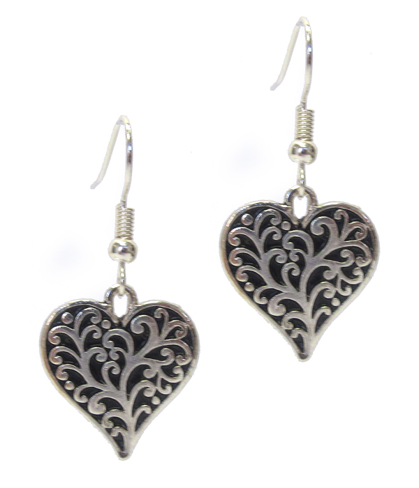 Texture metal heart earring -valentine