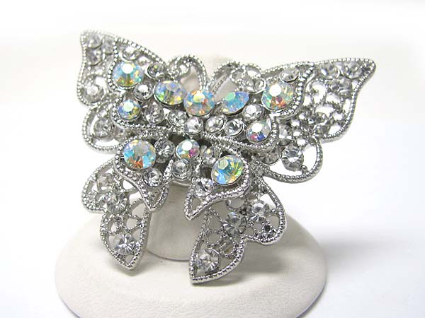 Crystal stud butterfly stretch ring