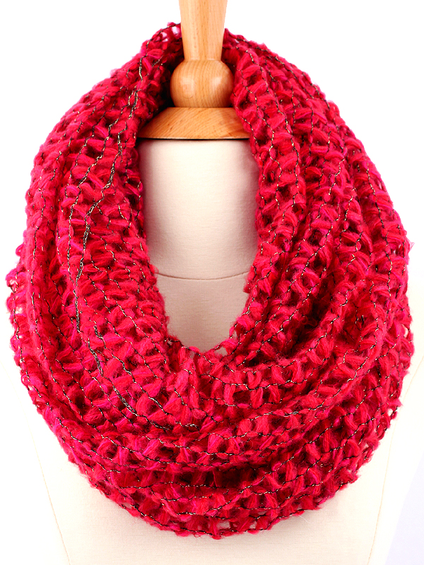 100% acrylic hand knit infinity scarf