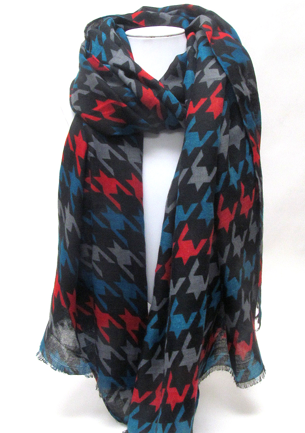 Houndstooth color mix scarf