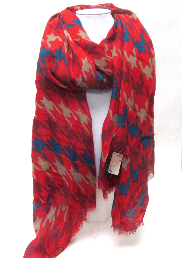 Houndstooth color mix scarf