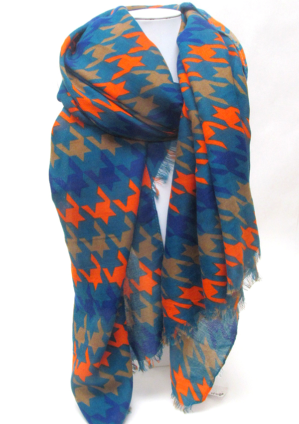 Houndstooth color mix scarf
