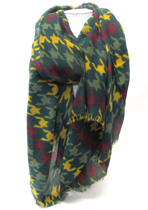 Houndstooth color mix scarf