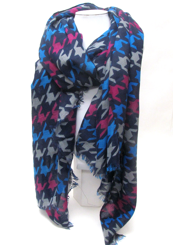 Houndstooth color mix scarf