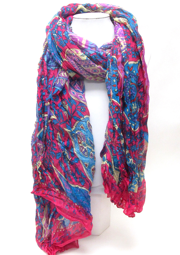 Ameba print and wrinkled scarf