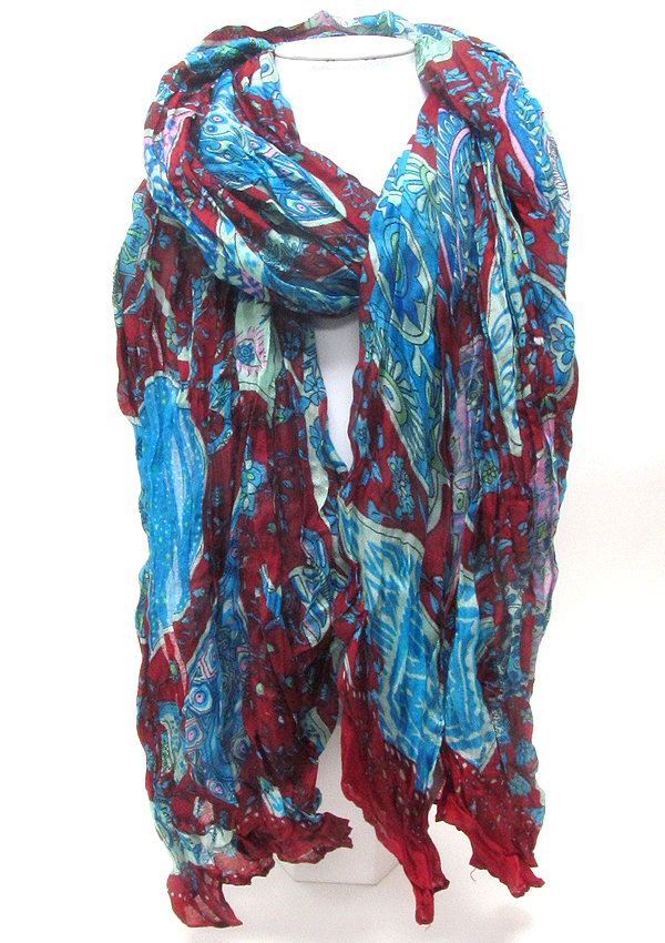 Ameba print and wrinkled scarf