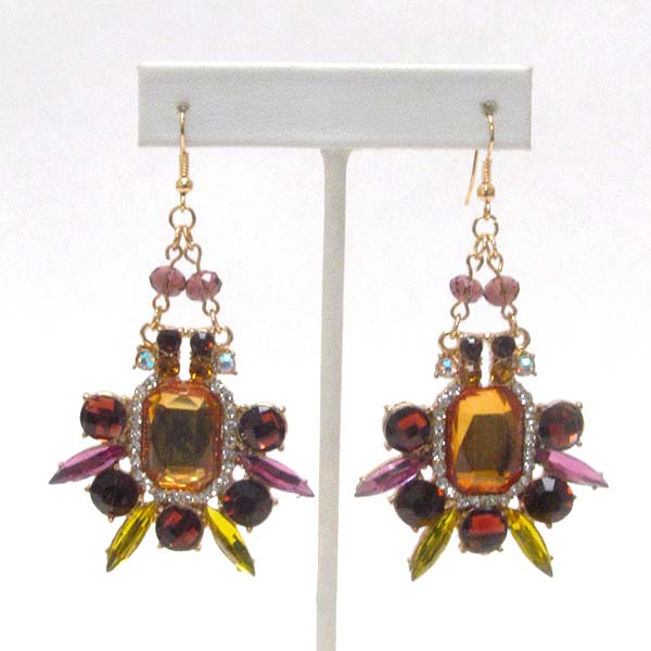 Crystal and facet glass mix deco shourouk style earring