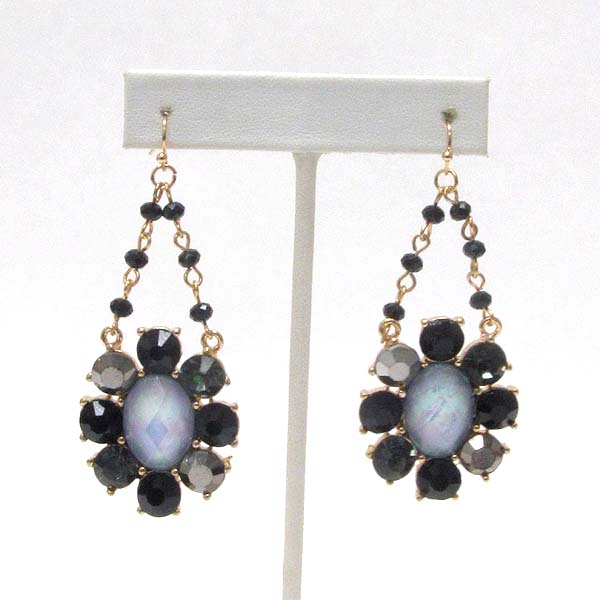 Crystal and facet glass deco flower shourouk style earring