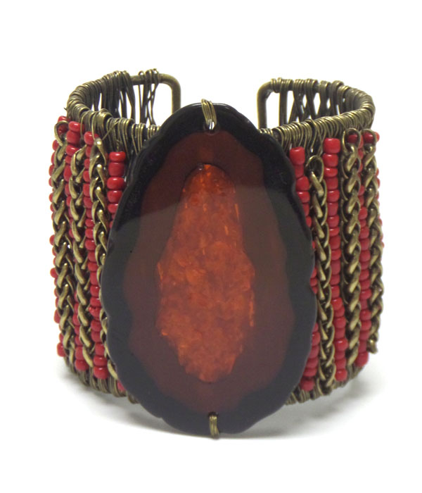 Multi seed beads with stone bracelet