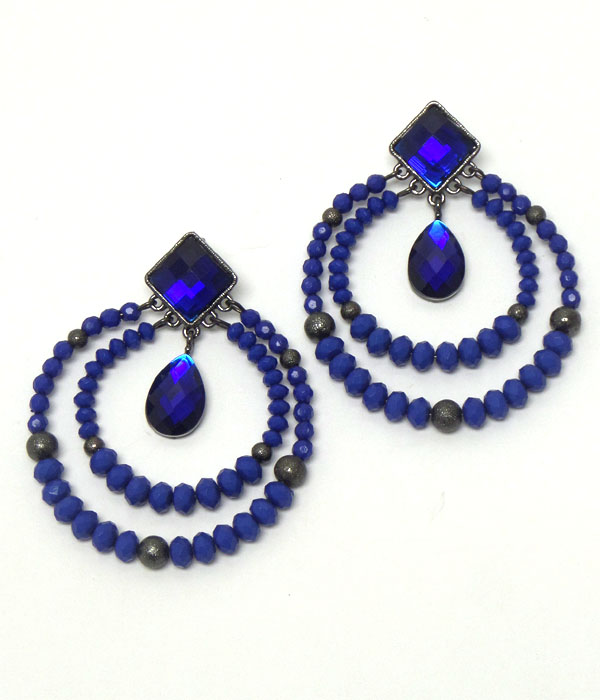 Multi beads double hoop earring