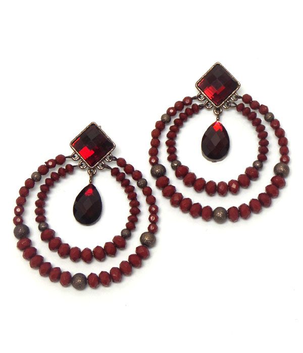 Multi beads double hoop earring