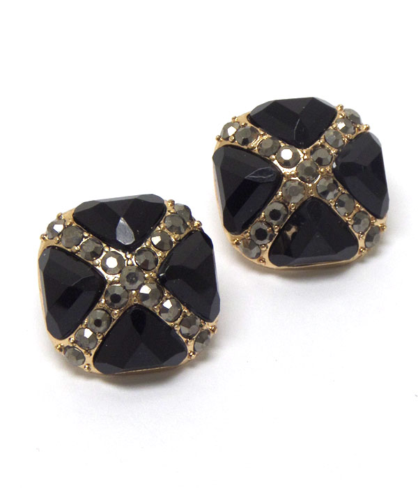 Crystal and acrylic stone mix earring