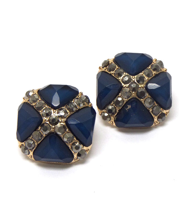 Crystal and acrylic stone mix earring