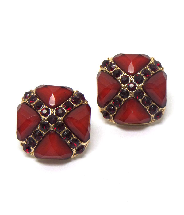 Crystal and acrylic stone mix earring