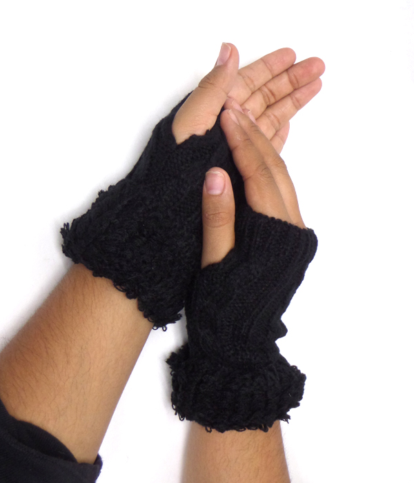 Open finger crochet gloves