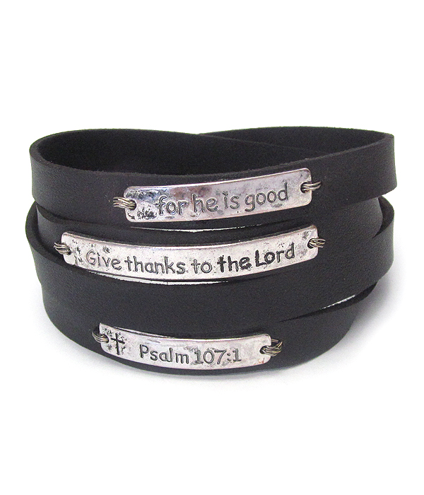 Religious inspiration leather wrap magnetic bracelet