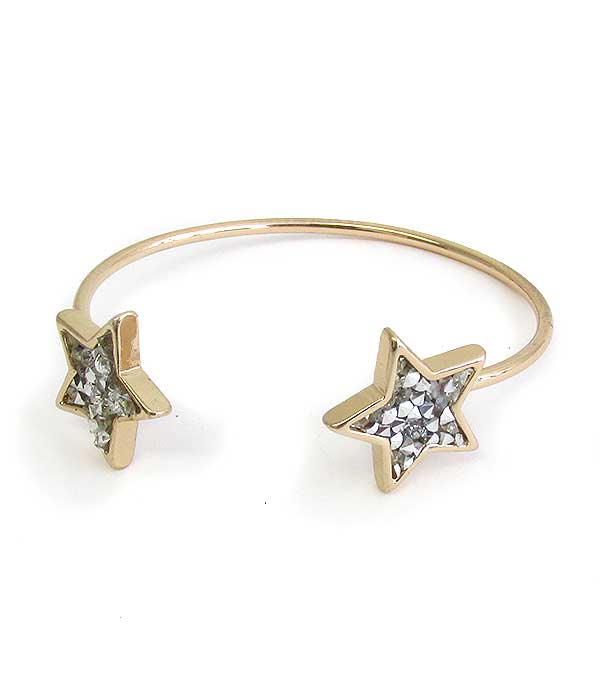 DOUBLE STAR WIRE BANGLE BRACELET