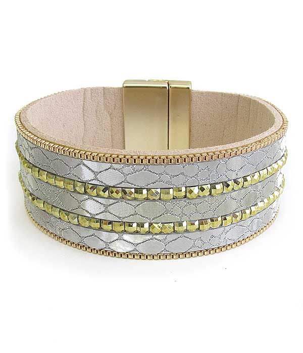 Snake skin leatherette magnetic bracelet