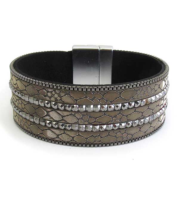 Snake skin leatherette magnetic bracelet