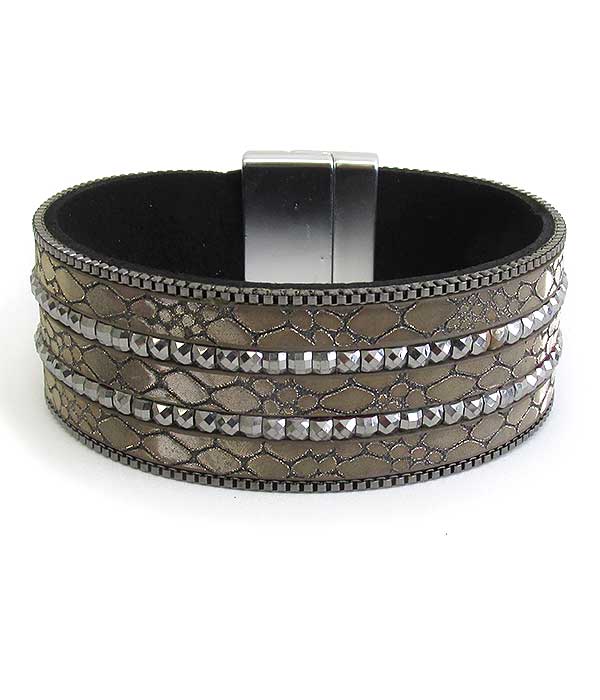 SNAKE SKIN LEATHERETTE MAGNETIC BRACELET