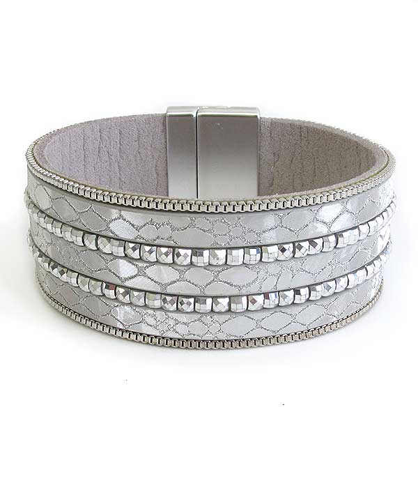 Snake skin leatherette magnetic bracelet