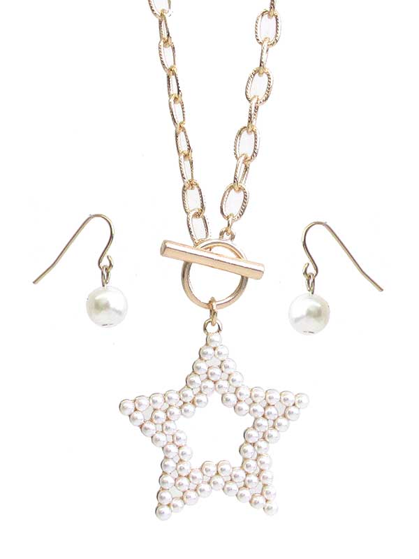 PEARL STAR TOGGLE NECKLACE SET