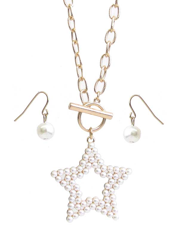 Pearl star toggle necklace set
