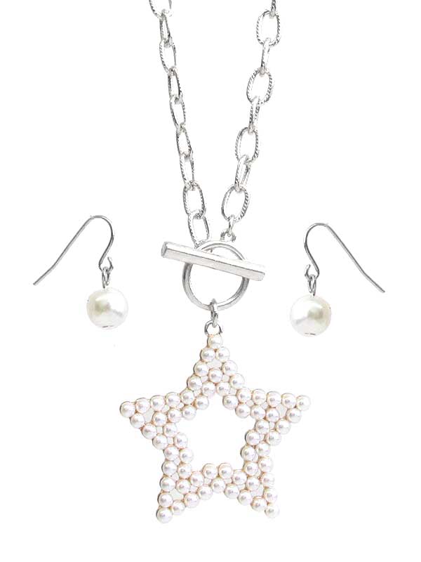 PEARL STAR TOGGLE NECKLACE SET