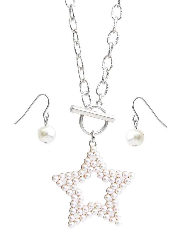 Pearl star toggle necklace set