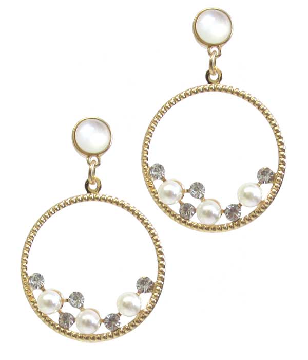 PEARL AND CRYSTAL HOOP EARRING