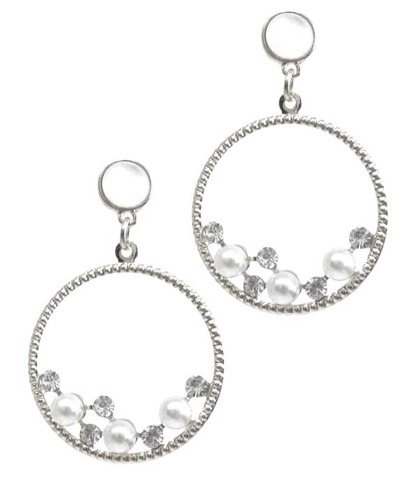 PEARL AND CRYSTAL HOOP EARRING