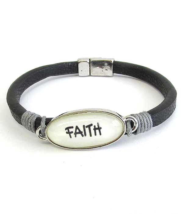 Religious inspiration cabochon magnetic bracelet - faith