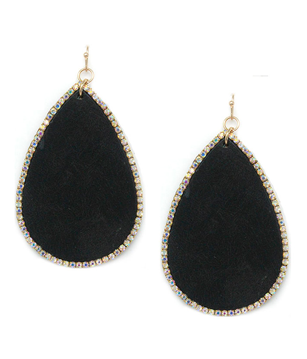 CRYSTAL EDGE LEATHERETTE TEARDROP EARRING