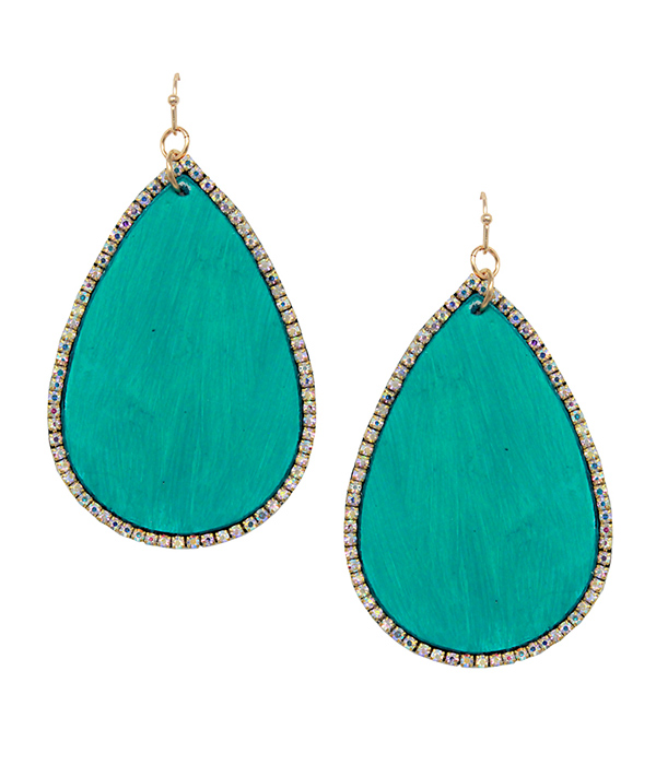 Crystal edge leatherette teardrop earring