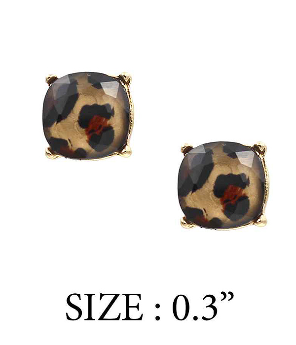 FACET STONE STUD EARRING - LEOPARD