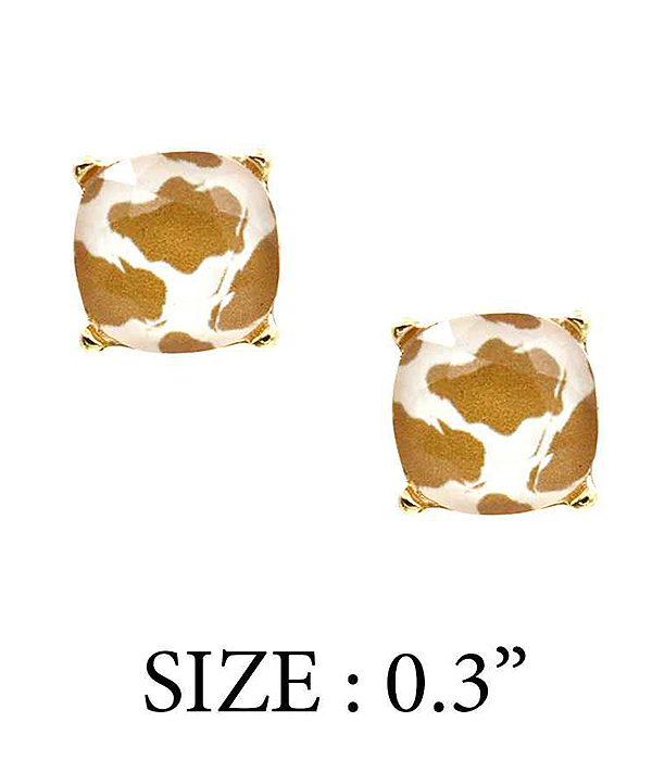 FACET STONE STUD EARRING - COW