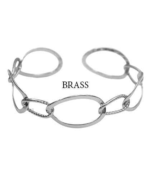Metal ring link bangle bracelet - brass