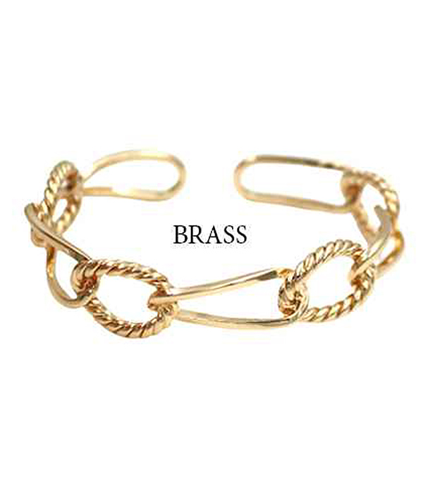 METAL RING LINK BANGLE BRACELET - BRASS