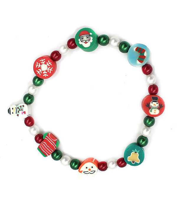 Christmas theme kids candy stretch bracelet