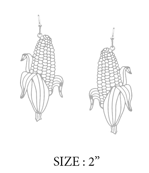 Metal filigree corn earring