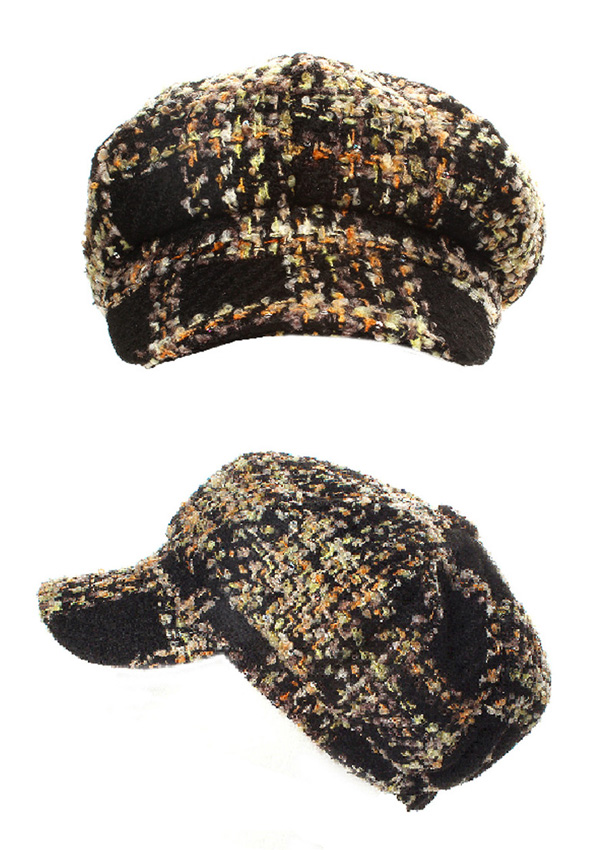 Plaid checker tweed cabbie