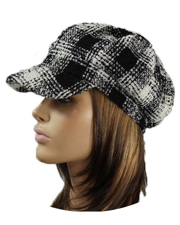 Plaid checker tweed cabbie