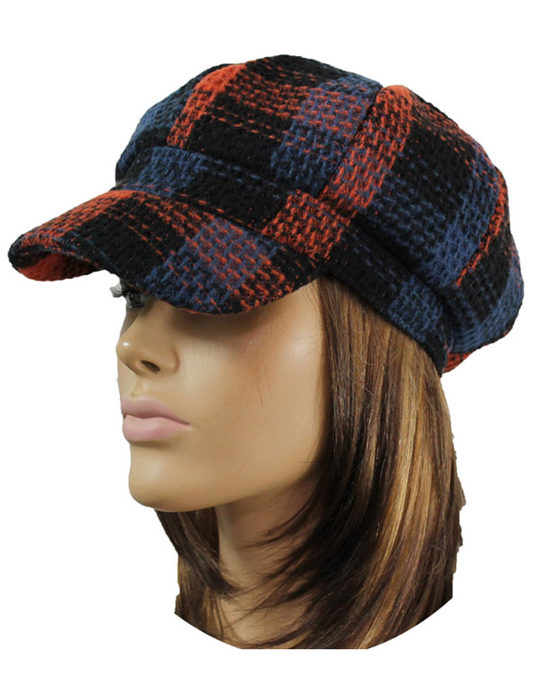 Plaid checker tweed cabbie