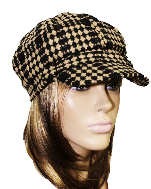 Plaid checker tweed cabbie